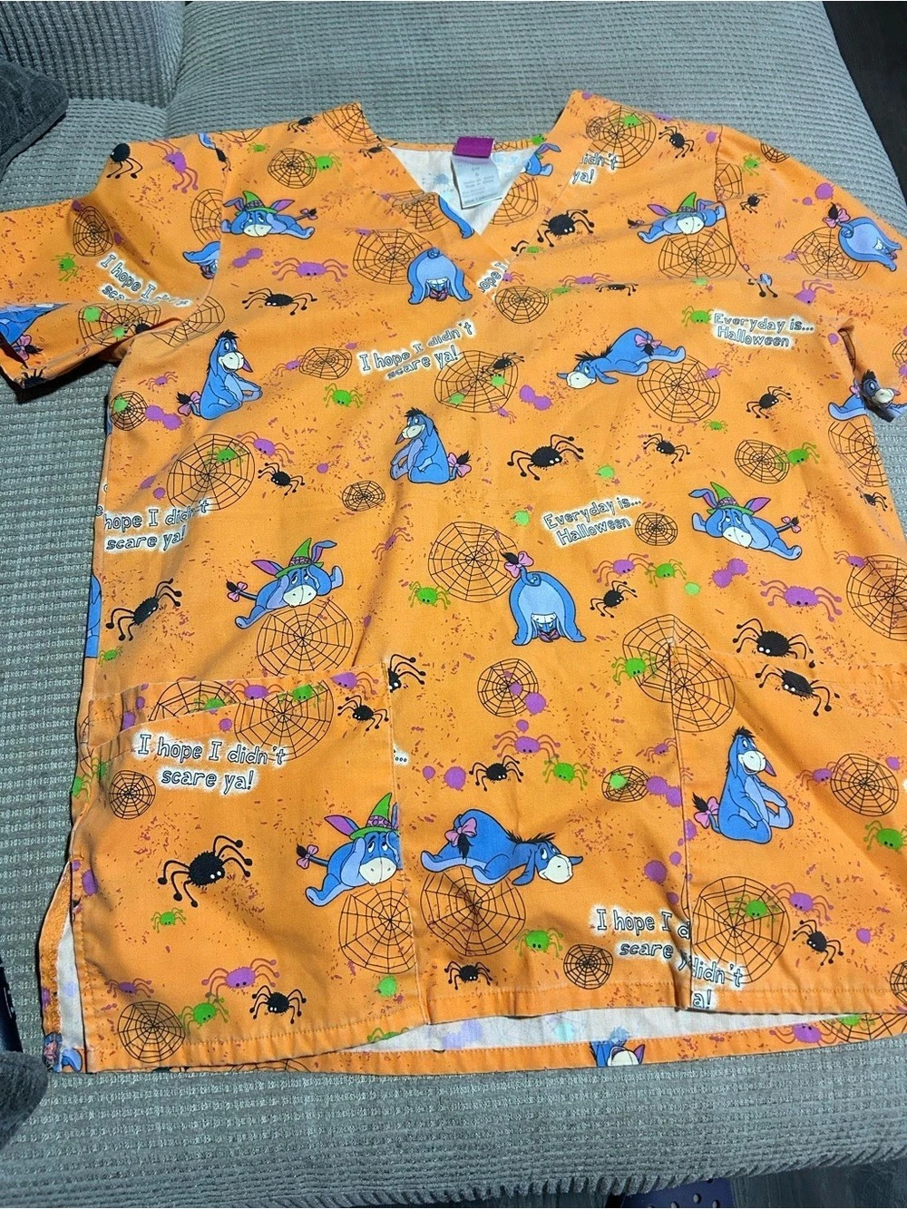 Disney Eeyore Halloween scrap top Short Sleeve Orange